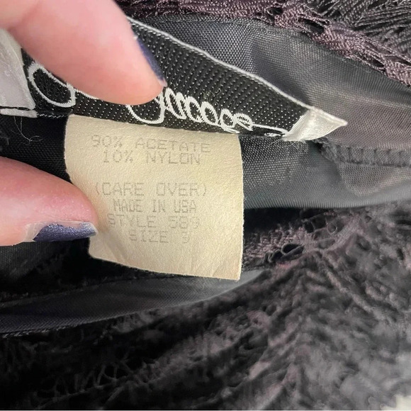 Vintage Jay Jacobs 80s gothic black lace dress whimsigoth cacoon sheath  Medium - Picture 9 of 10